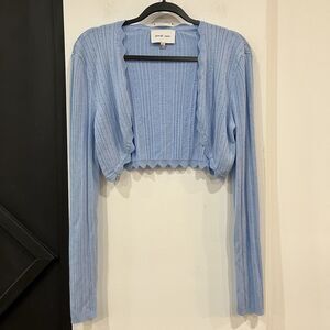 Light Blue Dainty Cropped Cardigan Size Large Preppy Twee Cottage